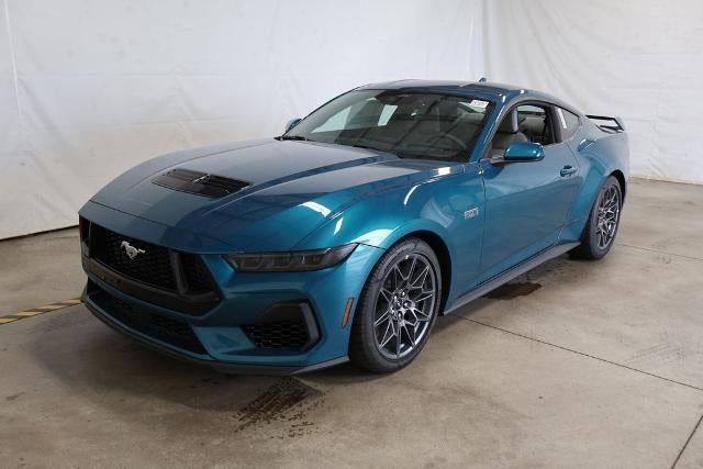 2026 Ford Mustang GT Premium in Adriatic Blue Metallic — front three-quarter view