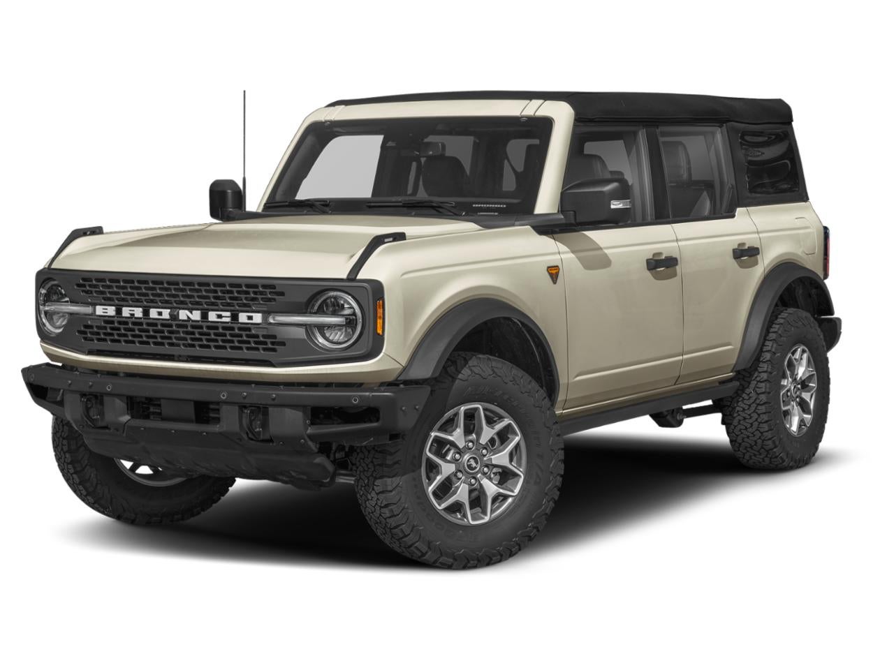 2025 Ford Bronco Badlands in Desert Sand — front three-quarter view