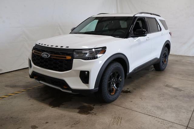 2026 Ford Explorer Tremor in Star White Metallic Tri Coat — front three-quarter view