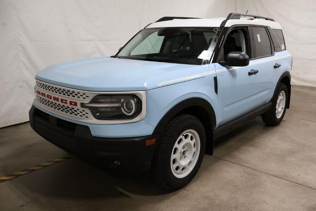 2026 Ford Bronco Sport Heritage Demo in Robins Egg Blue — front three-quarter view