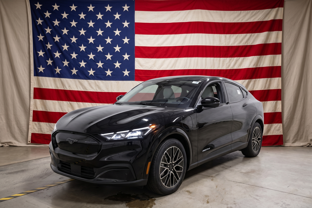 2026 Ford Mustang Mach-E Premium in Shadow Black — front three-quarter view