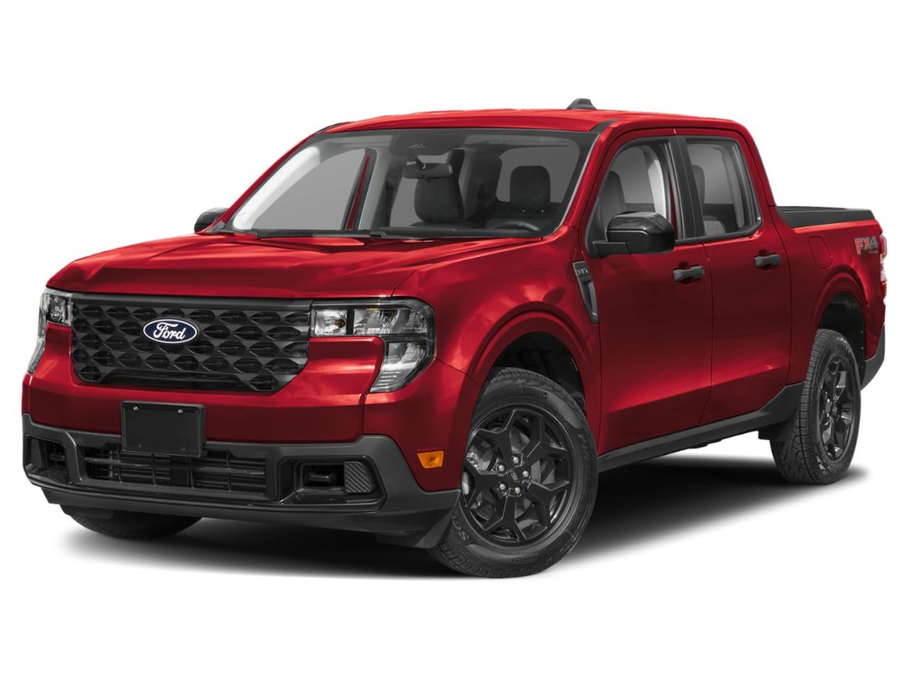 2026 Ford Maverick XLT Demo in Ruby Red Metallic Tinted Clearcoat — front three-quarter view