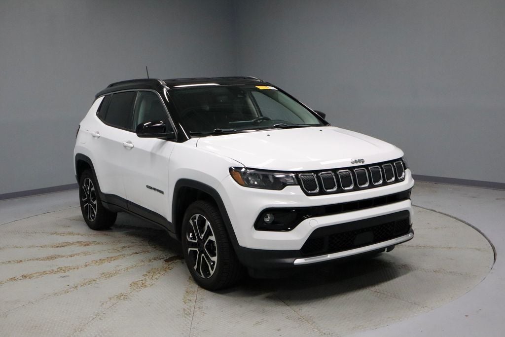 2022 Jeep Compass Limited in Bright White Clearcoat — front three-quarter view
