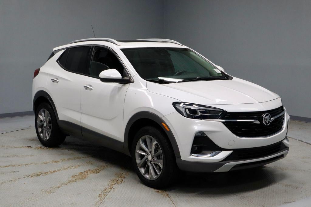 2023 Buick Encore GX Essence in White Frost Tricoat — front three-quarter view