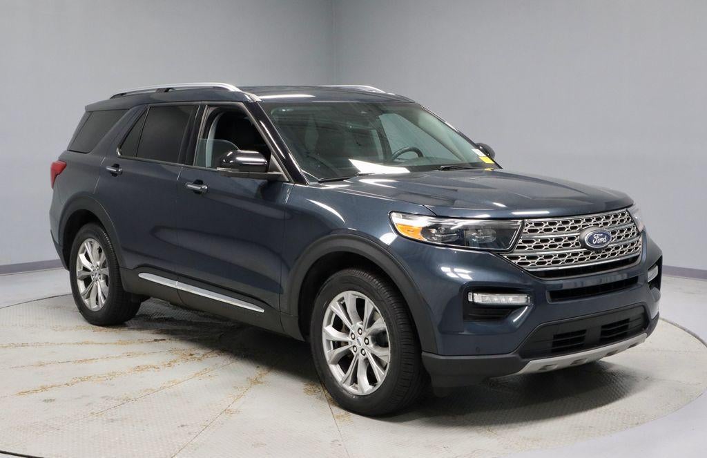 2023 Ford Explorer Limited 4WD in Stone Blue Metallic — front three-quarter view