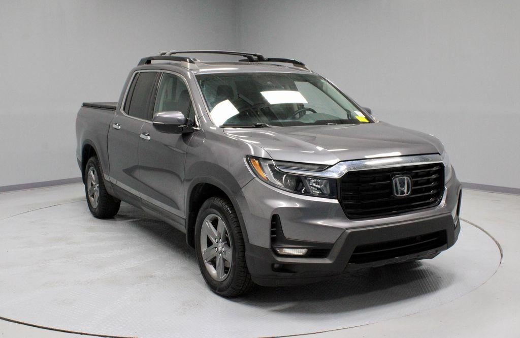 2023 Honda Ridgeline RTL-E AWD in Pacific Pewter Metallic — front three-quarter view