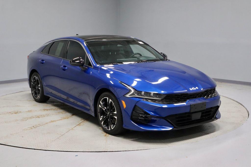 2024 Kia K5 GT-Line Auto FWD in Sapphire Blue — front three-quarter view