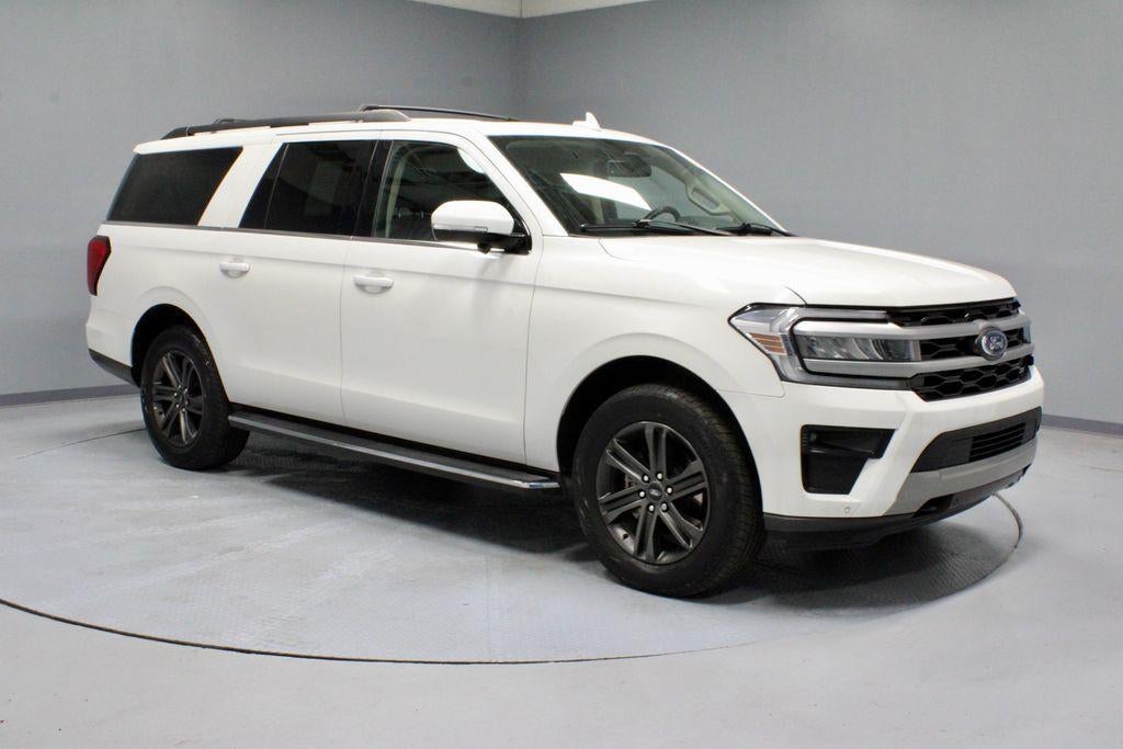 2022 Ford Expedition Max XLT in Star White Metallic Tri Coat — front three-quarter view