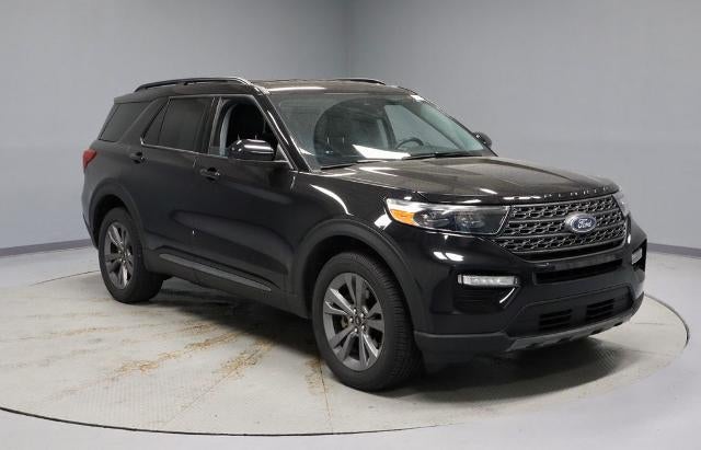 2023 Ford Explorer XLT in Agate Black Metallic — front three-quarter view