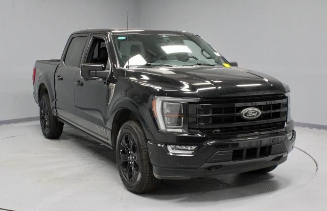 2023 Ford F-150 Platinum in Agate Black Metallic — front three-quarter view