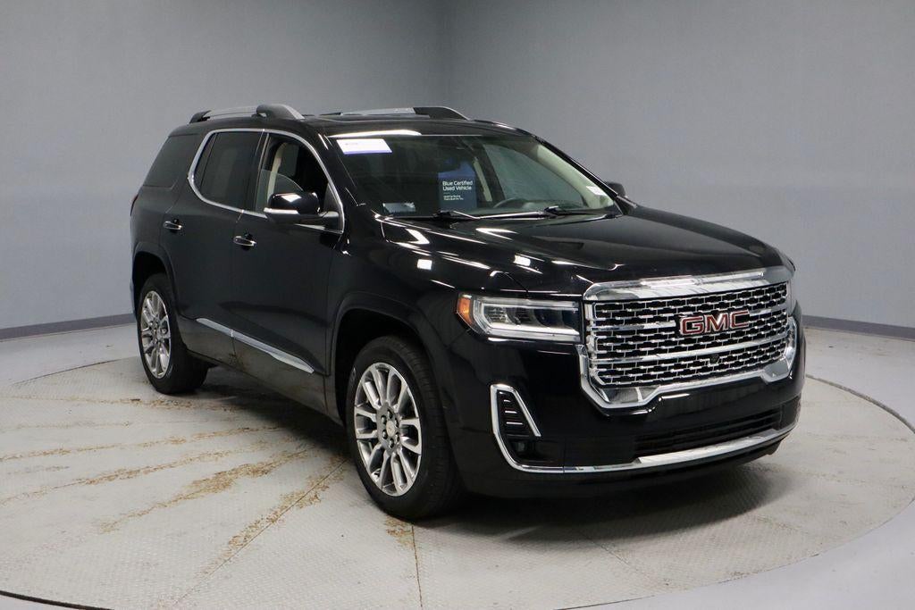 2023 GMC Acadia Denali in Ebony Twilight Metallic — front three-quarter view