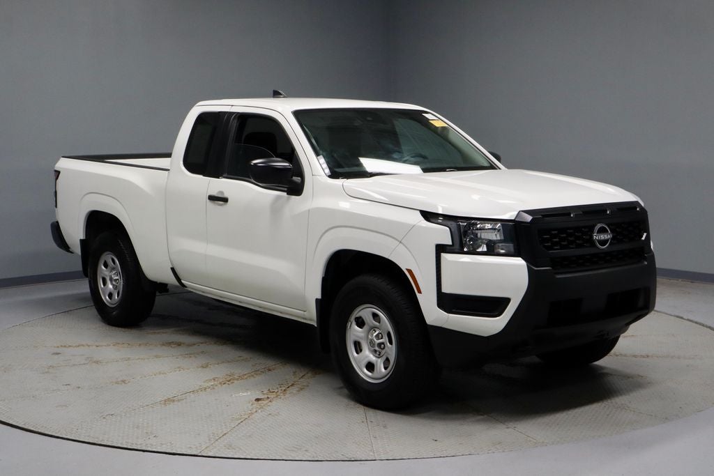 2025 Nissan Frontier S in Glacier White — front three-quarter view