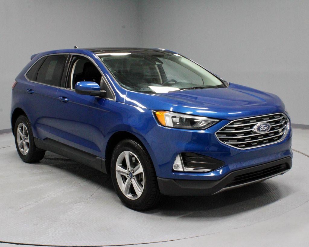 2022 Ford Edge SEL in Atlas Blue Metallic — front three-quarter view