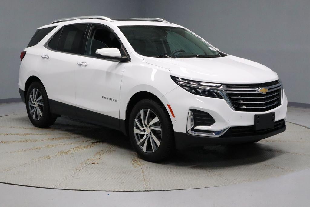 2022 Chevrolet Equinox Premier in Summit White — front three-quarter view
