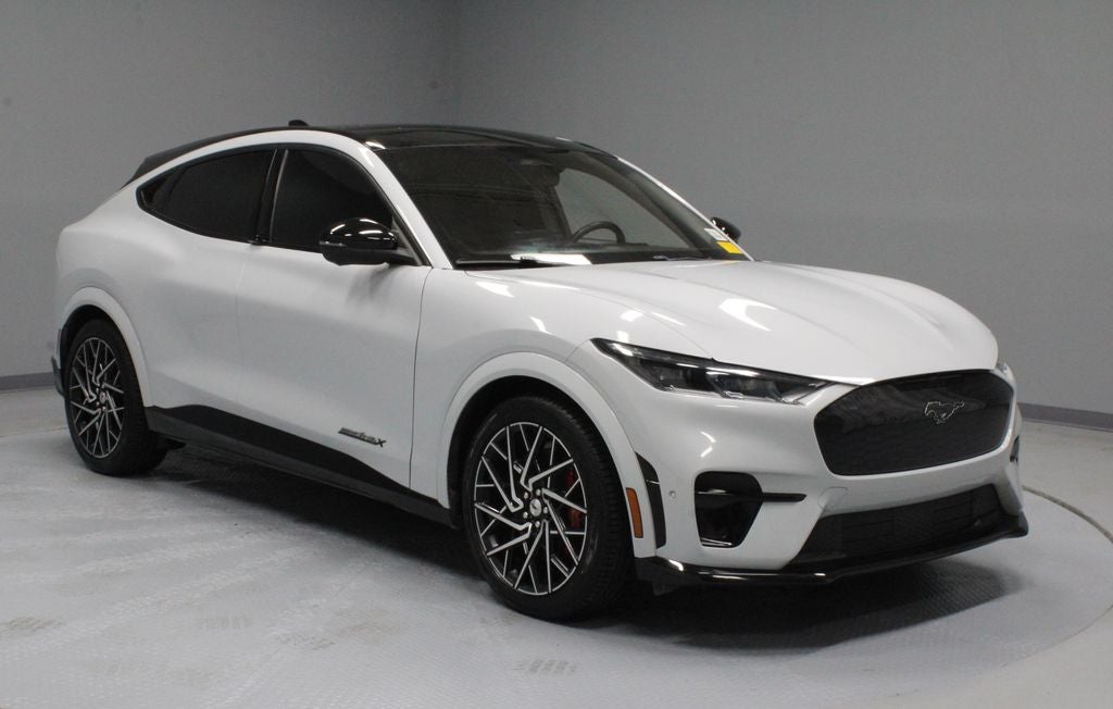 2023 Ford Mustang Mach-E GT in Space White Metallic — front three-quarter view