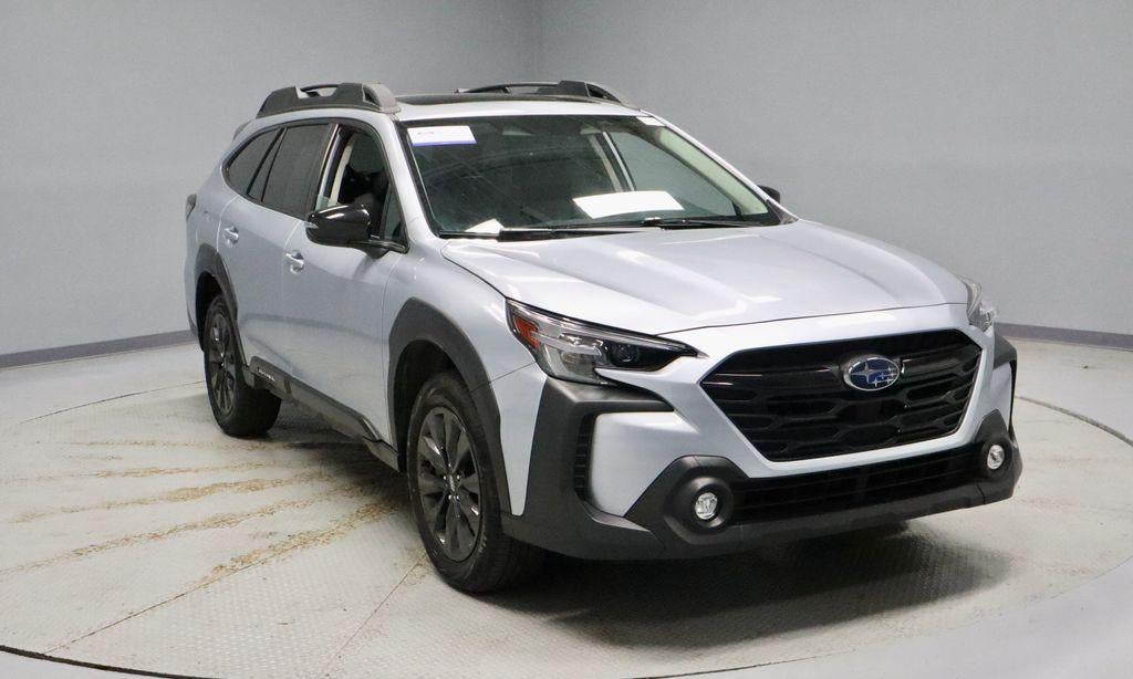 2025 Subaru Outback Onyx Edition in Ice Silver Metallic — front three-quarter view