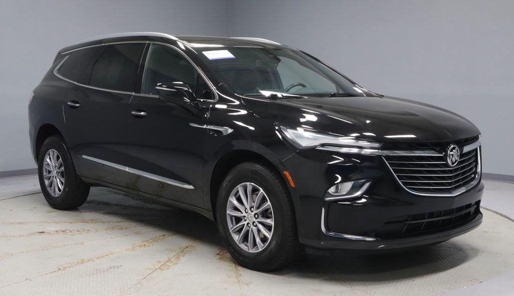 2023 Buick Enclave Essence in Ebony Twilight Metallic — front three-quarter view