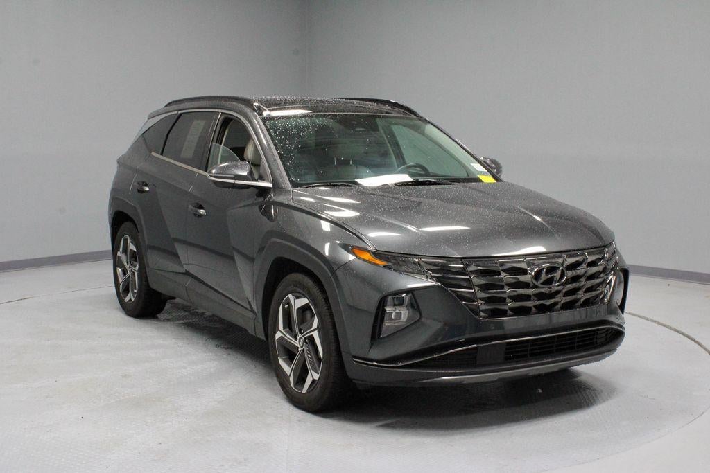 2022 Hyundai TUCSON Limited in Portofino Gray — front three-quarter view