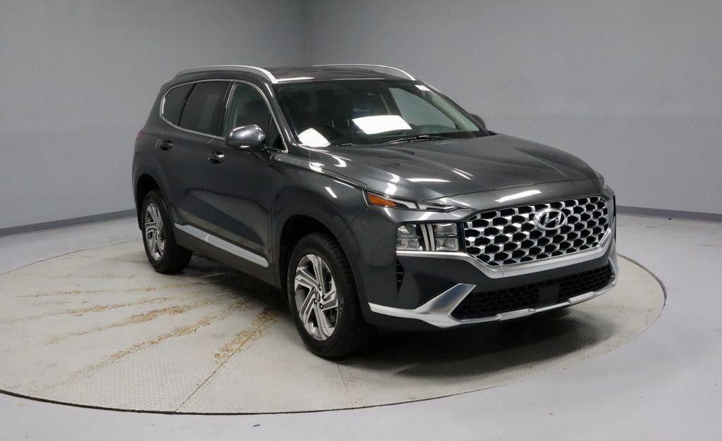 2022 Hyundai SANTA FE SEL in Portofino Gray — front three-quarter view