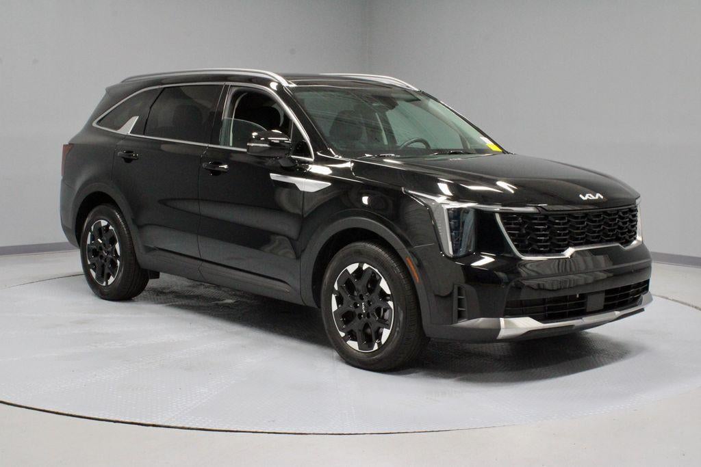 2024 Kia Sorento S in Ebony Black — front three-quarter view