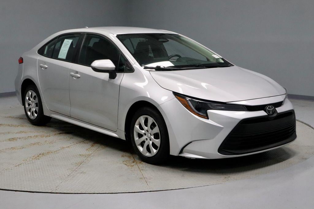 2025 Toyota Corolla LE in Classic Silver Metallic — front three-quarter view